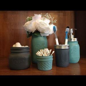Hand painted bathroom mason jars